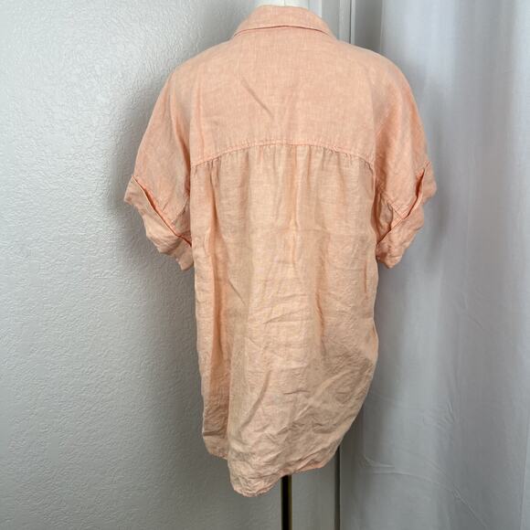 J Crew Top Womens Large Peach Baird Mcnutt Irish Linen Relaxed Coastal Preppy - Picture 5 of 11
